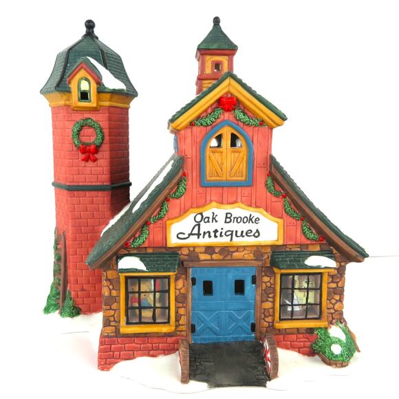 Holiday Time Oak Brooke Antiques Porcelain Lighted Building Village House 2000 - Picture 1 of 14